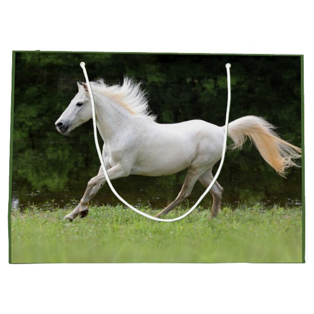 Galloping White Horse Large Gift Bag (Back)