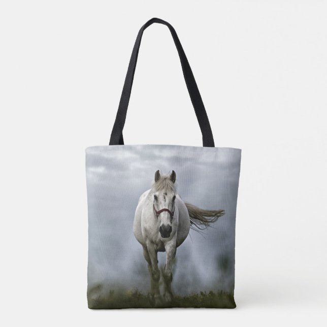 Galloping White Horse Tote Bag (Back)