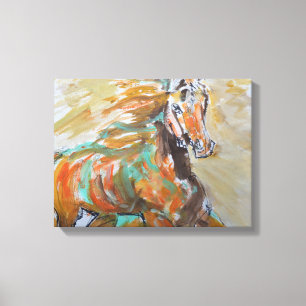 Galloping Wild Horse Neo-Expressionist Canvas Print