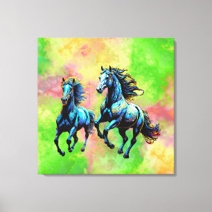  Gallopping Horses in the Morning Mist Canvas Print
