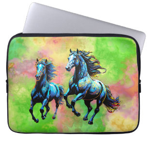 Gallopping Horses in the Morning Mist Laptop Sleeve