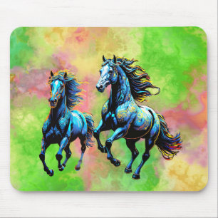 Gallopping Horses in the Morning Mist Mouse Mat