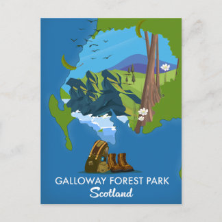 Galloway Forest park Scotland map Invitation Postcard