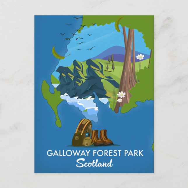 Galloway Forest park Scotland map Invitation Postcard (Front)