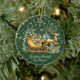 Galloway Hunting M Scottish Tartan Christmas Ceramic Tree Decoration