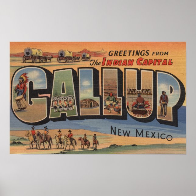 Gallup, New Mexico - Large Letter Scenes Poster (Front)
