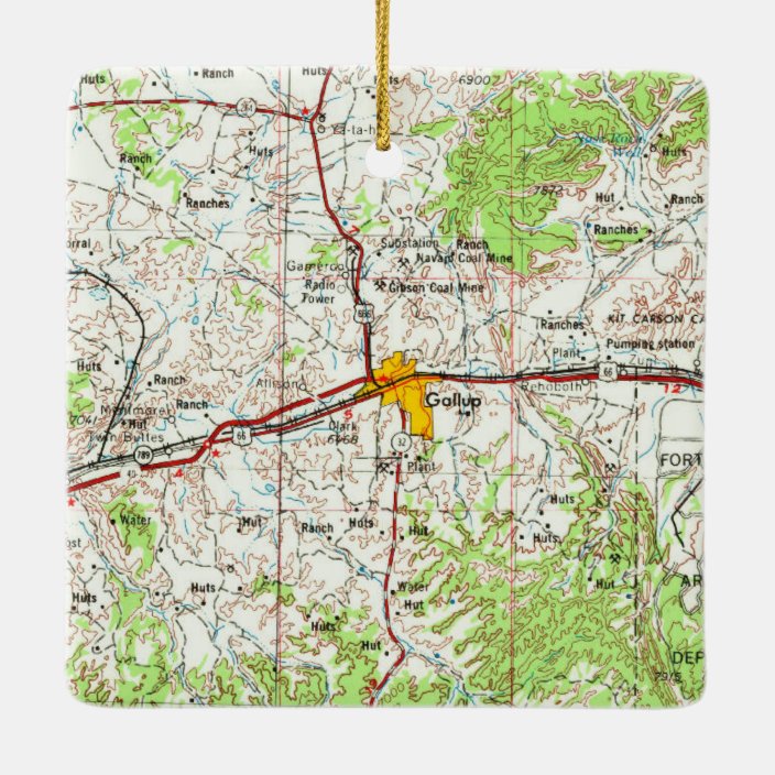 Gallup NM Topo Map Ceramic Ornament Zazzle.co.uk