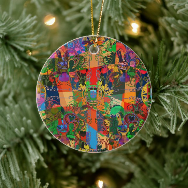 Galo de Barcelos, Portugal Ceramic Tree Decoration (Tree)