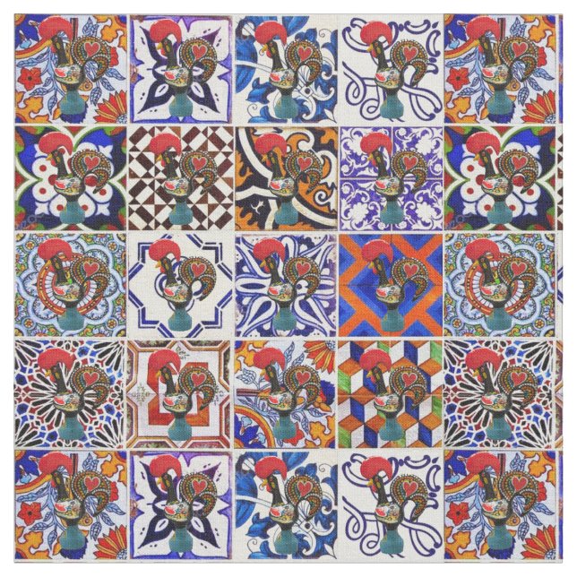 Galo de Barcelos, Portugal Fabric (Close Up)
