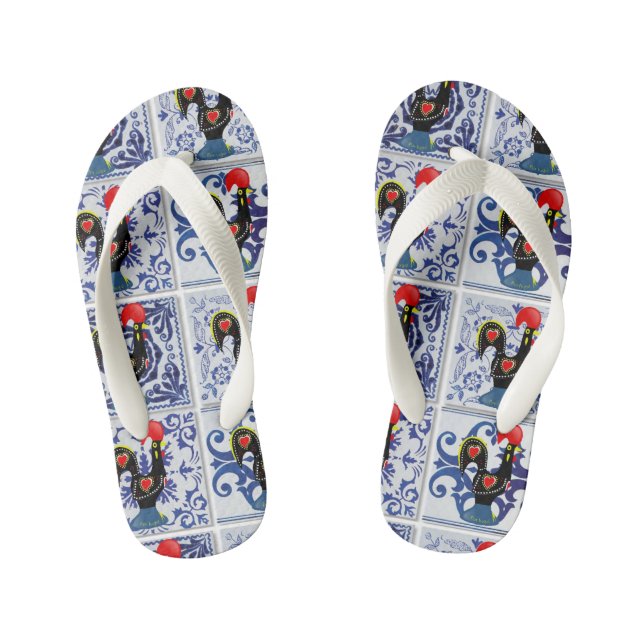 Galo de Barcelos, Portugal Kid's Flip Flops (Footbed)