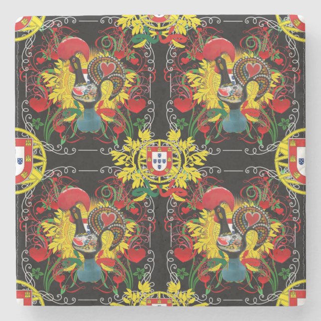 Galo de Barcelos, Portugal Stone Coaster (Front)
