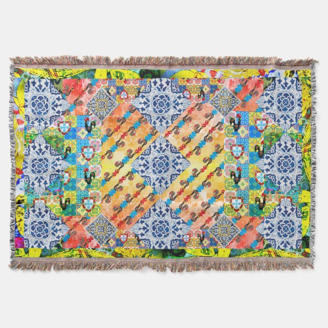 Galo de Barcelos, Portugal Throw Blanket (Front)