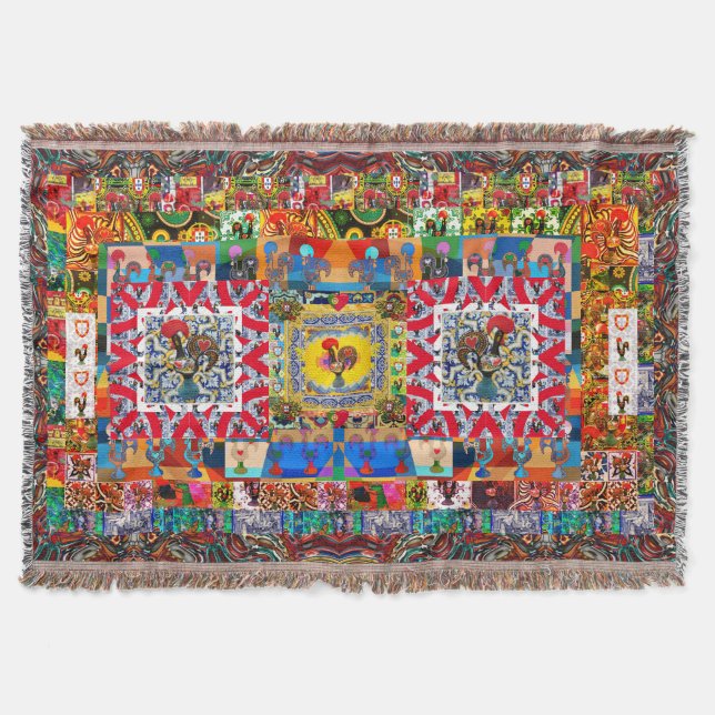 Galo de Barcelos, Portugal Throw Blanket (Front)