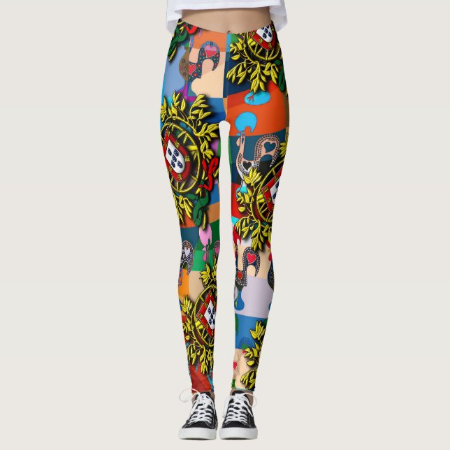 Galo de Barcelos, Portuguese designs Leggings (Front)