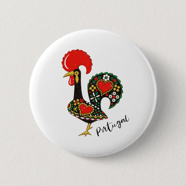 Galo de Barcelos Portuguese Rooster 6 Cm Round Badge (Front)