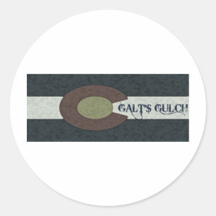 Galt's Gulch - Red White and Blue Combo Design Classic Round Sticker