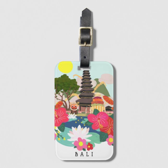 Galungan in Bali Illustration Luggage Tag (Front Vertical)