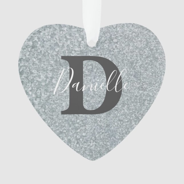 Galvanised metal look personalised ornament (Front)