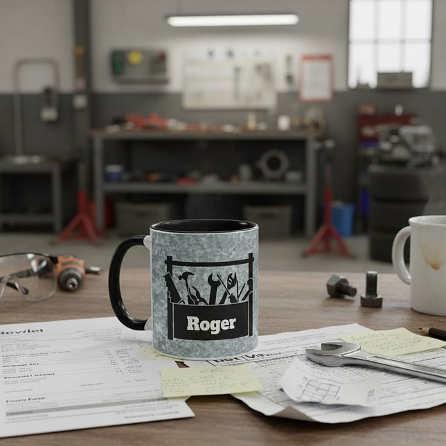 Galvanised metal with toolbox personalised mug (Creator Uploaded)