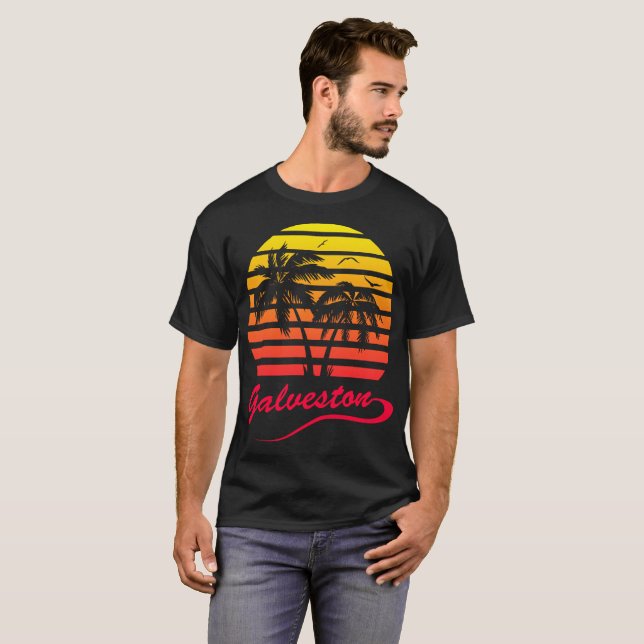 Galveston 80s Tropical Sunset T-Shirt (Front Full)