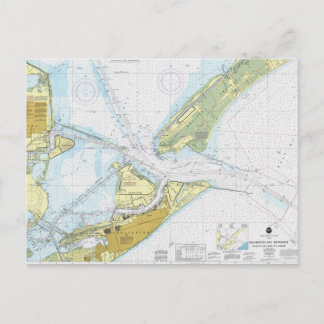 Galveston Bay and Texas City Harbur chart Postcard
