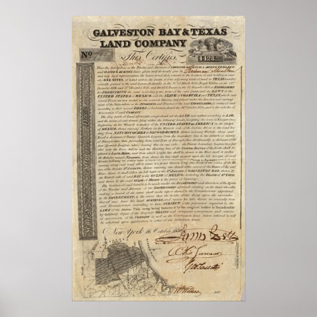 Galveston Bay and Texas Land Company Poster (Front)
