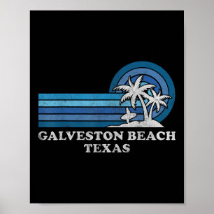 Galveston Beach Texas Family Summer Vacation Vinta Poster