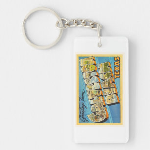 Galveston Beach Texas TX Vintage Travel Souvenir Key Ring