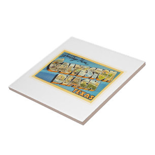 Galveston Beach Texas TX Vintage Travel Souvenir Tile