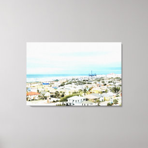 Galveston Coast, beach and city view Canvas Print