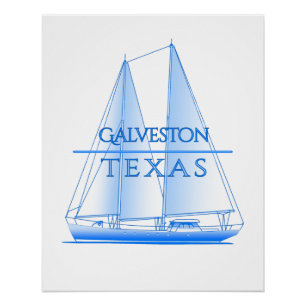 Galveston Coastal Nautical Sailing Sailor Poster