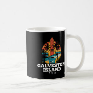 Galveston Island Beach Texas Surfboard Surfing Ret Coffee Mug