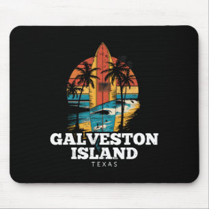 Galveston Island Beach Texas Surfboard Surfing Ret Mouse Mat