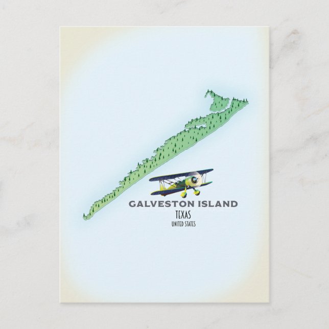 Galveston Island Texas USA map Postcard (Front)