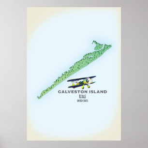 Galveston Island Texas USA map Poster