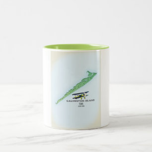 Galveston Island Texas USA map Two-Tone Coffee Mug