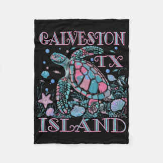 Galveston Island Tx Turtle Lover Colorful Beach So Fleece Blanket