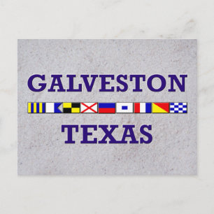 Galveston Nautical Flag - Sand Postcard