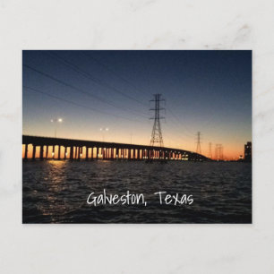Galveston Night Time Skyline Postcard