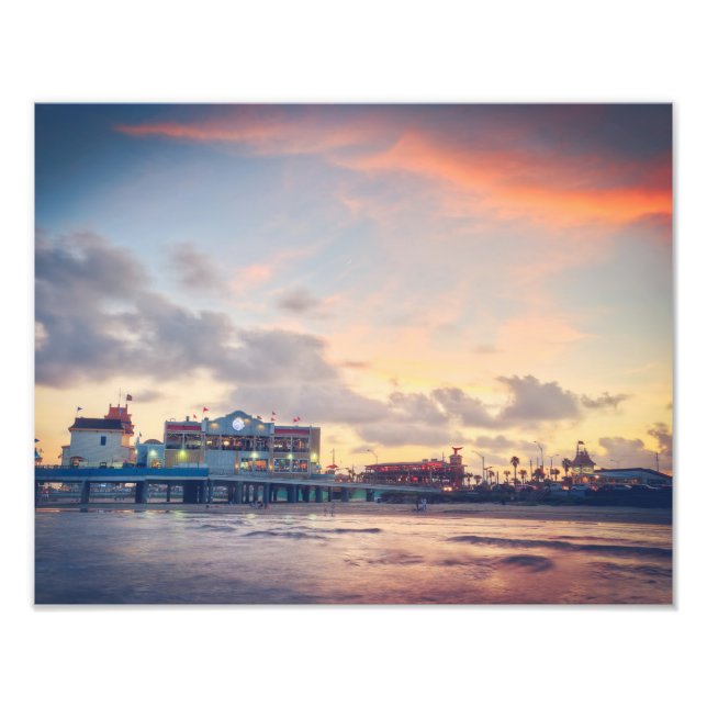 Galveston Pleasure Pier at Sunset Photo Print (Front)