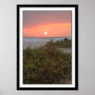 Galveston Sunrise on East Beach Poster