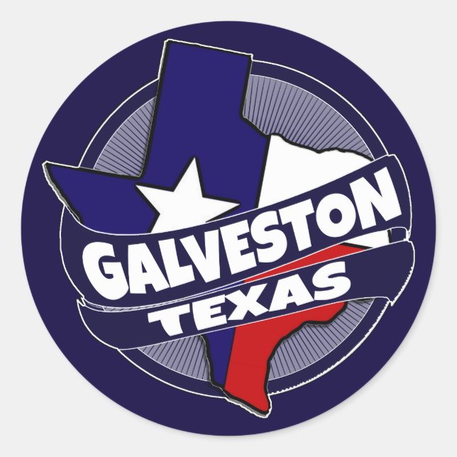 Galveston Texas flag burst stickers (Front)