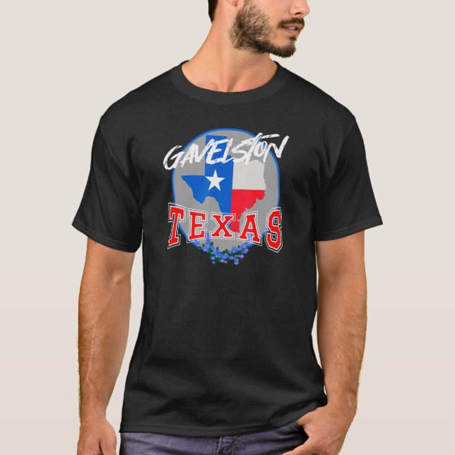 Galveston Texas in Red  White  and Blue Bonnet Flo T-Shirt (Front)