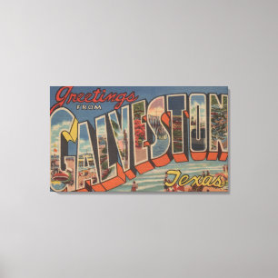 Galveston, Texas - Large Letter Scenes 2 Canvas Print