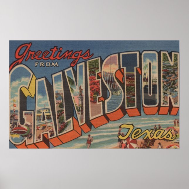 Galveston, Texas - Large Letter Scenes 2 Poster (Front)