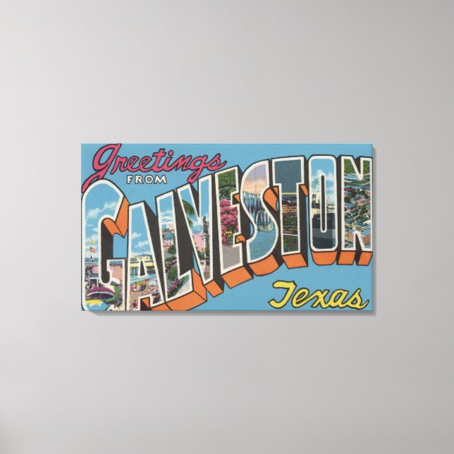 Galveston, Texas - Large Letter Scenes Canvas Print (Front)