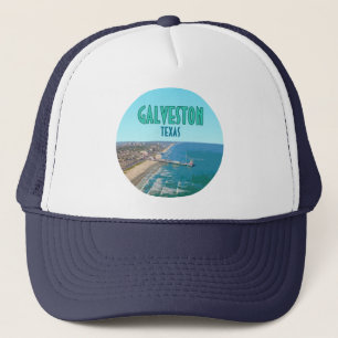 Galveston Texas Pier Shore Vintage Trucker Hat