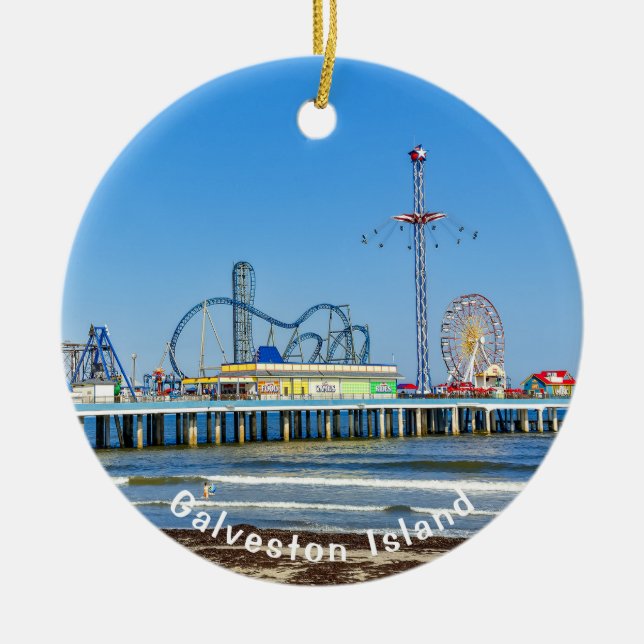 Galveston, Texas, Pleasure Pier, Ceramic Tree Decoration (Front)