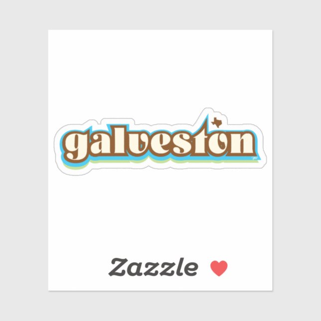 Galveston, Texas - retro, blue, green, brown (Sheet)