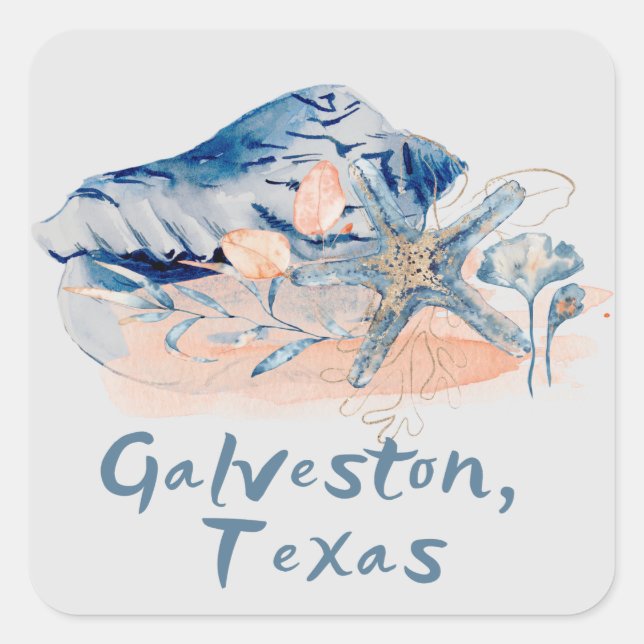 Galveston Texas Seashells Square Sticker (Front)